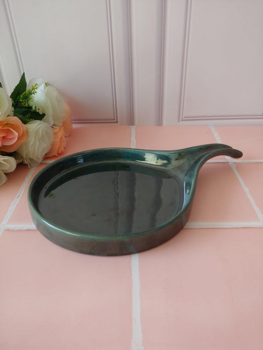 Green Guardian Ceramic serving Platter with handle