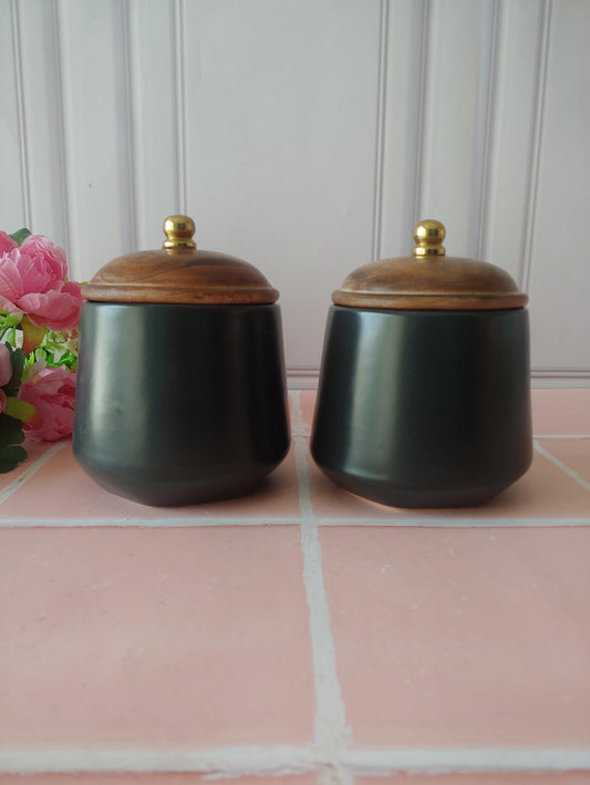 Black Pearl Stash (1/2 kg) Set of 2 - Airtight Jars for Spices & Cookies
