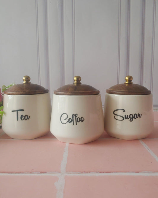 Culina Tea Time Kitchen Airtight ceramic container Tea Coffee Sugar with Royal Lid
