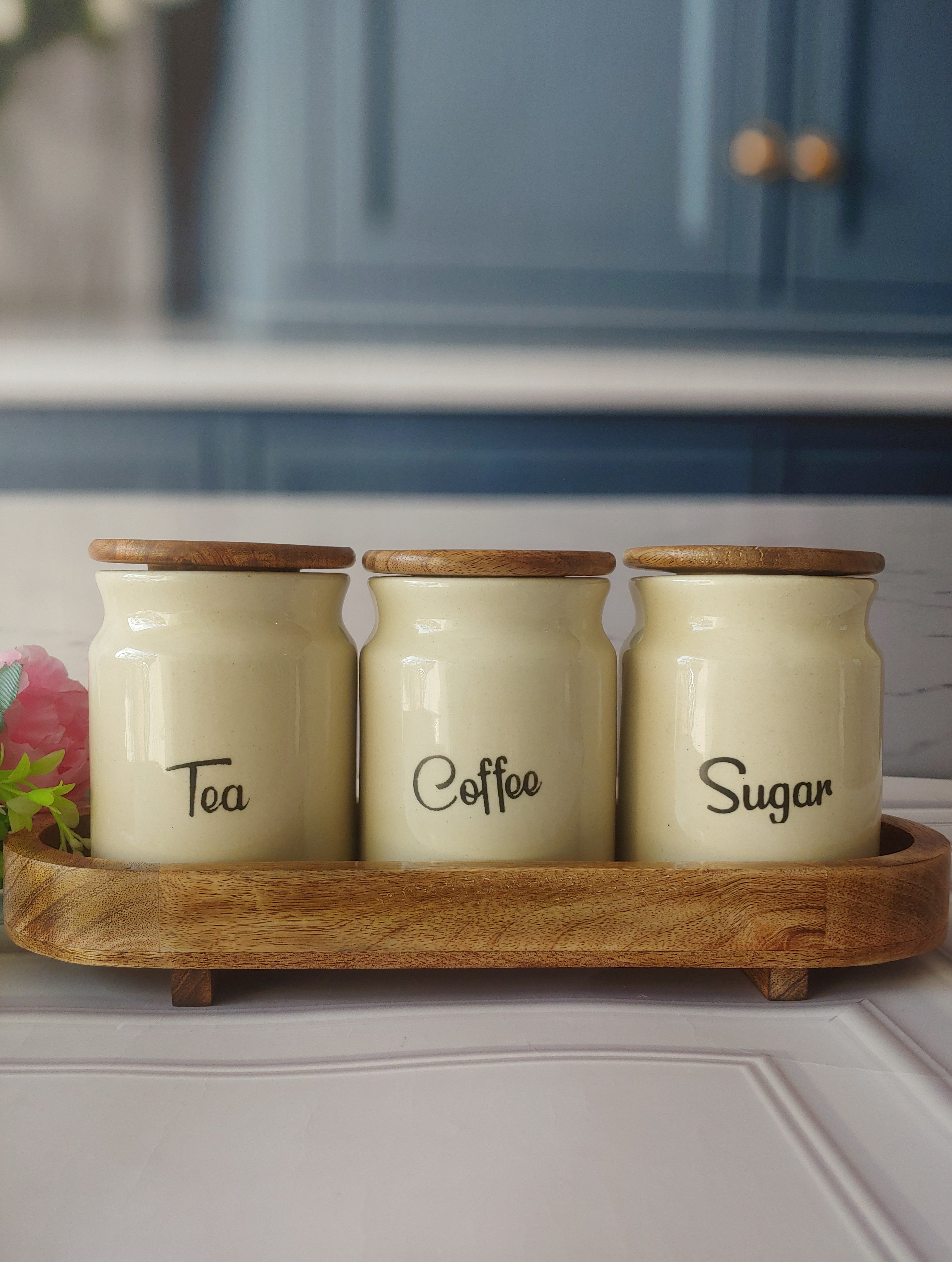 Ceramic tea shops coffee sugar jars