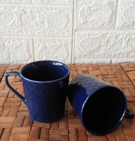 Blue Round Ceremic Geometric  Tea Mug 2