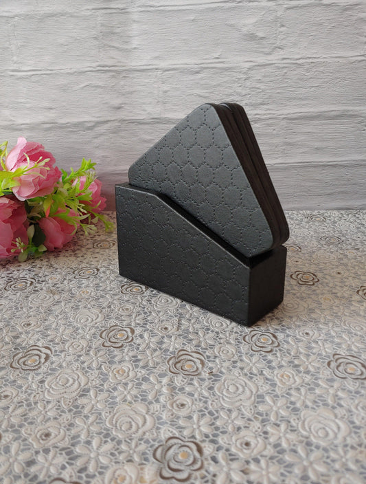 Black Stitched Premium Leather costers