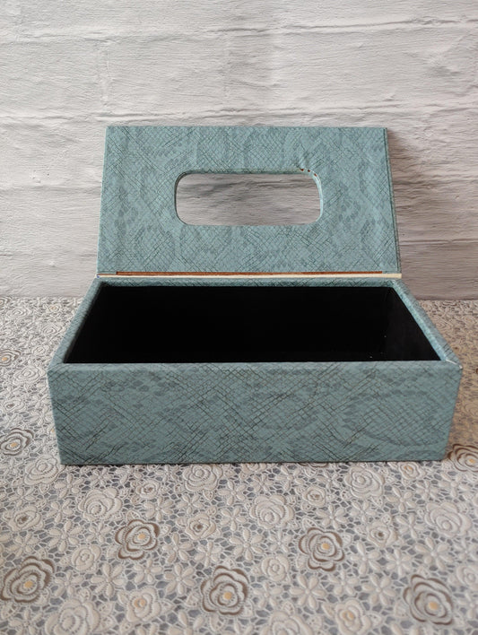 Earthy Blue Premium Leather tissue box