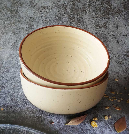 Ceremic Ivory Round Solid Medium Bowls - Grey Pottery