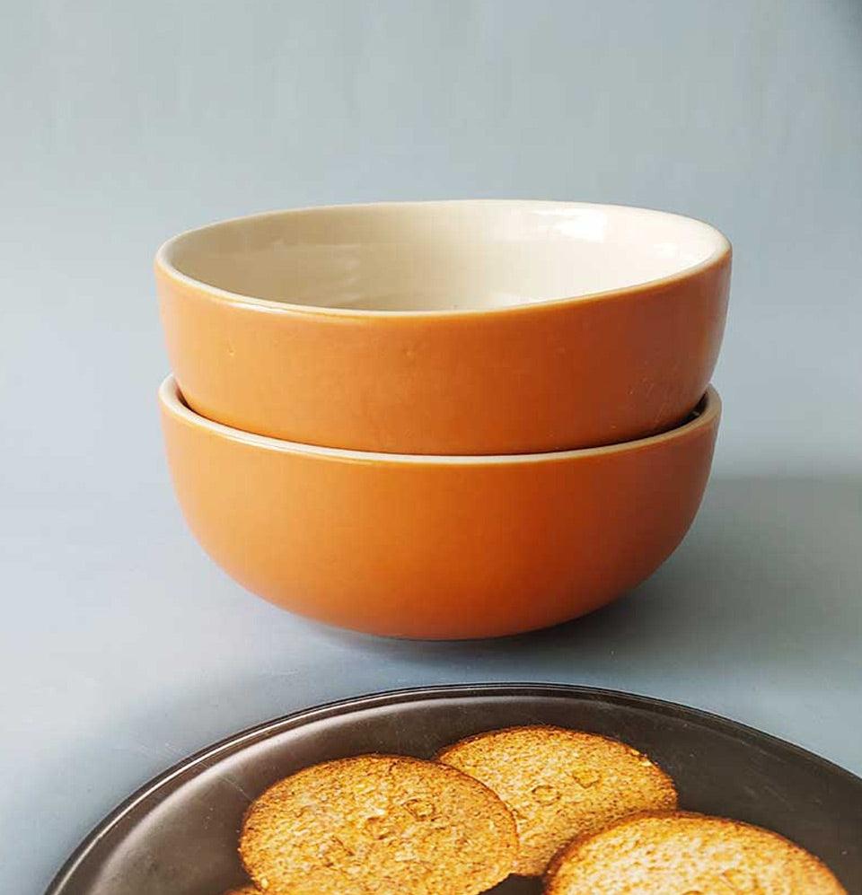 Ceremic Brown Round Solid Medium Bowls - Grey Pottery