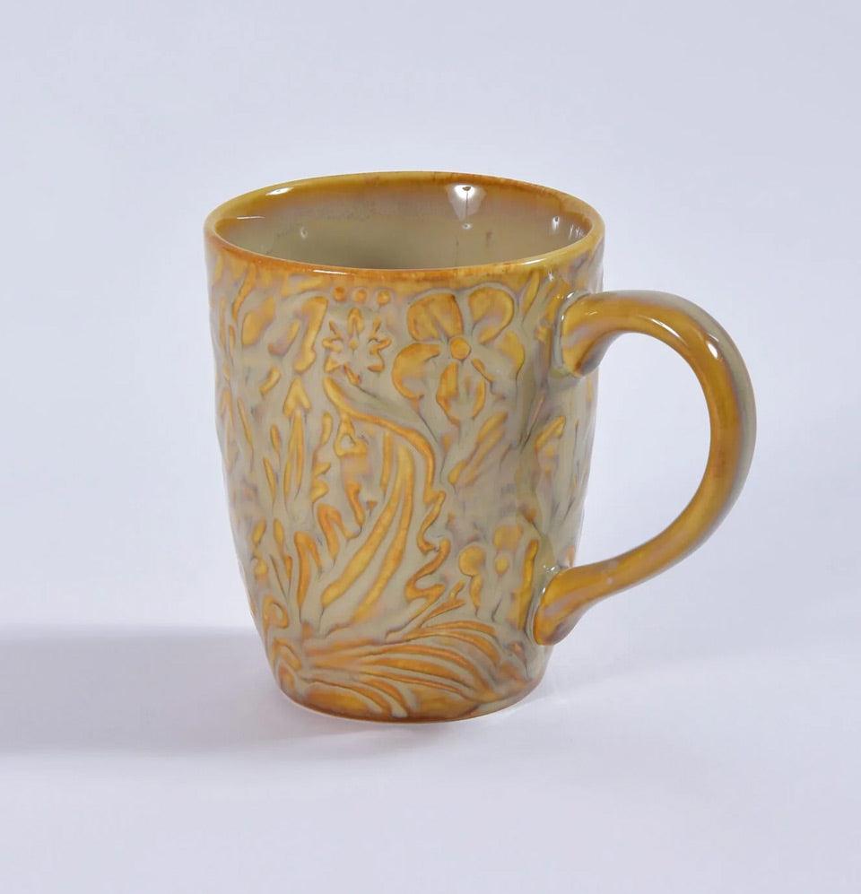 Golden Handcrafted Coffee Mug - Grey Pottery