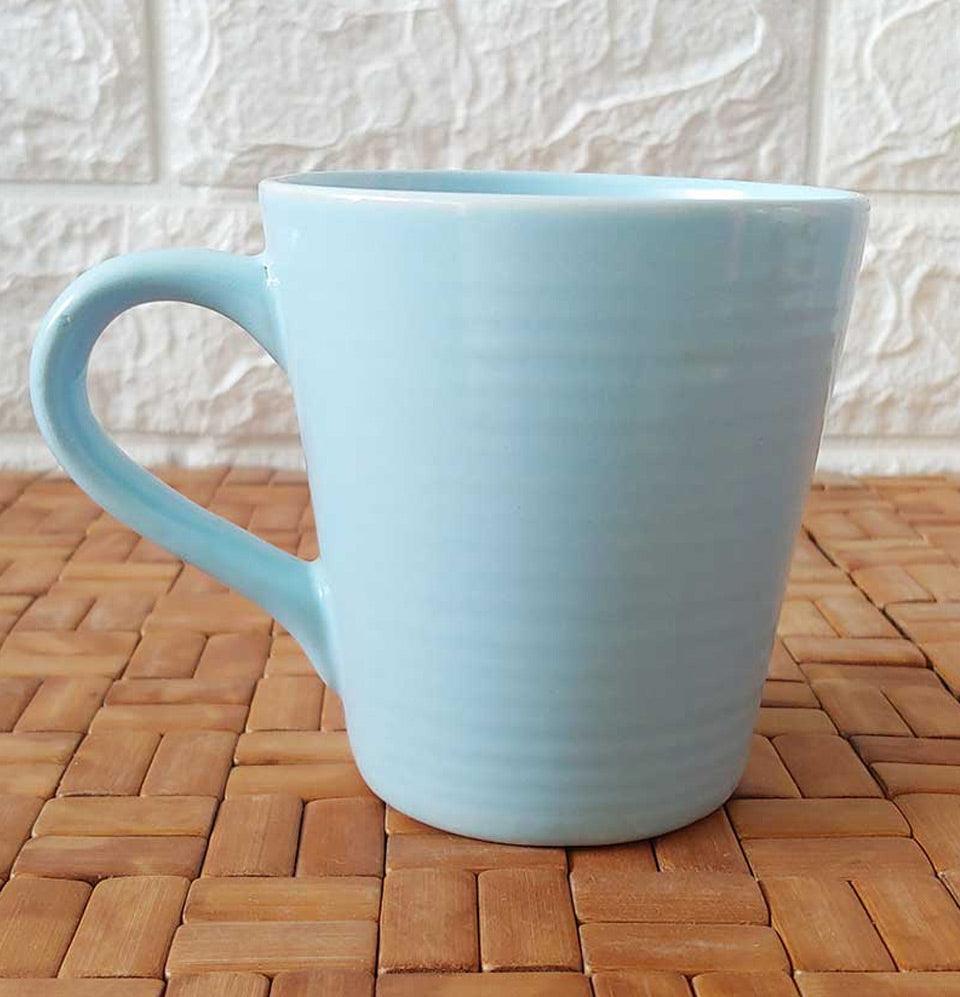 Ceremic Light Blue Printed Conical Mugs - Grey Pottery