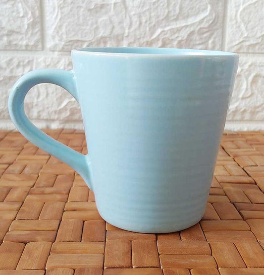 Ceremic Light Blue Printed Conical Mugs - Grey Pottery