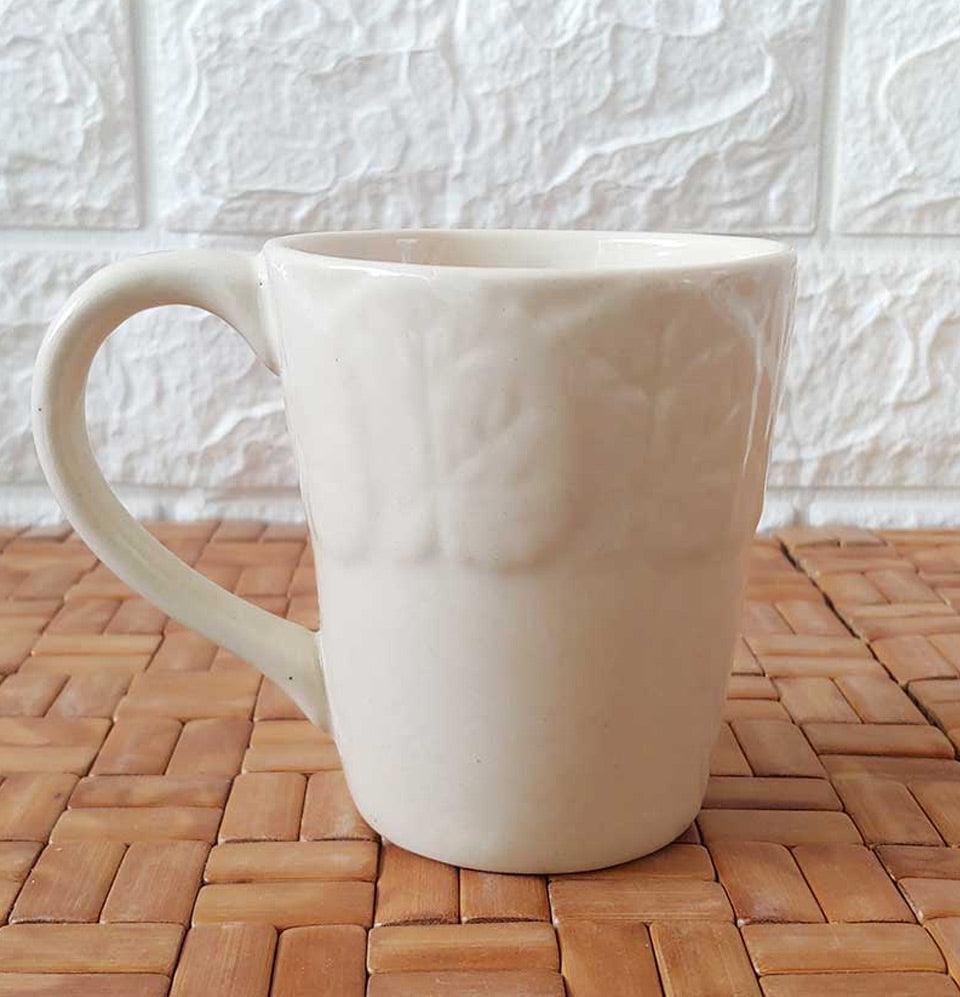 Ceremic cream Floral Conical Mugs - Grey Pottery