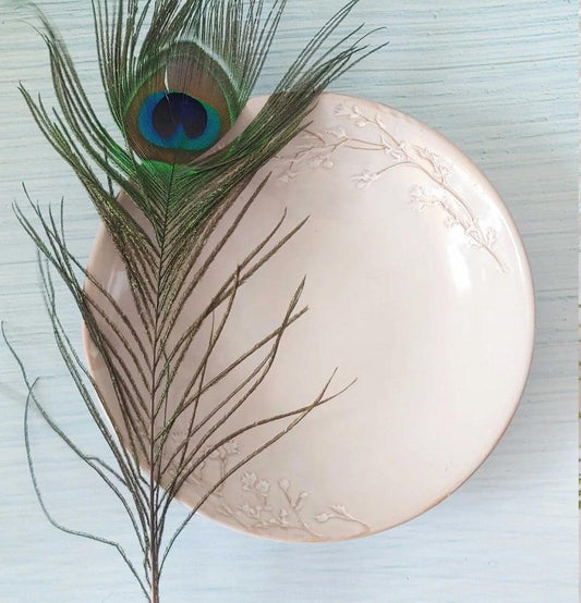white Round Floral Ceremic Pasta Ceramic Platters - Grey Pottery