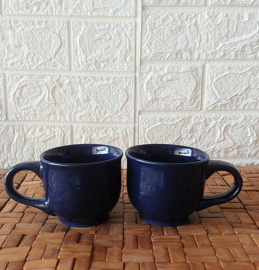 Blue Round Ceremic Solid Tea Mug 2 - Grey Pottery