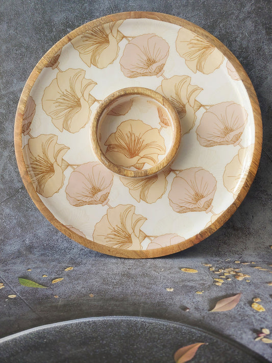 White And Gold Wooden platter
