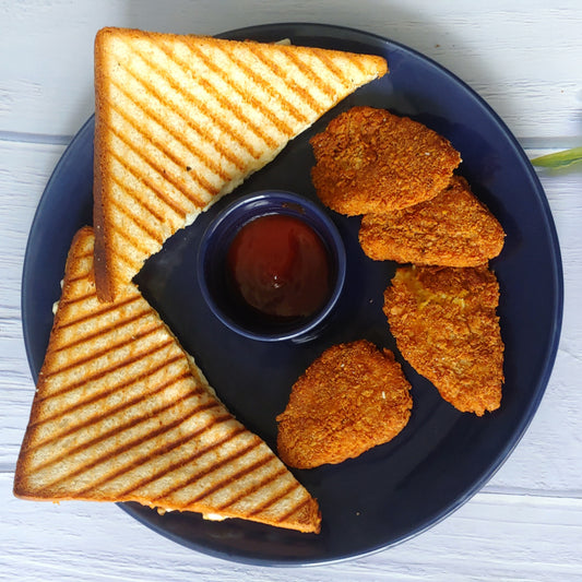 Blue Ceramic Platter with Chutney Bowl