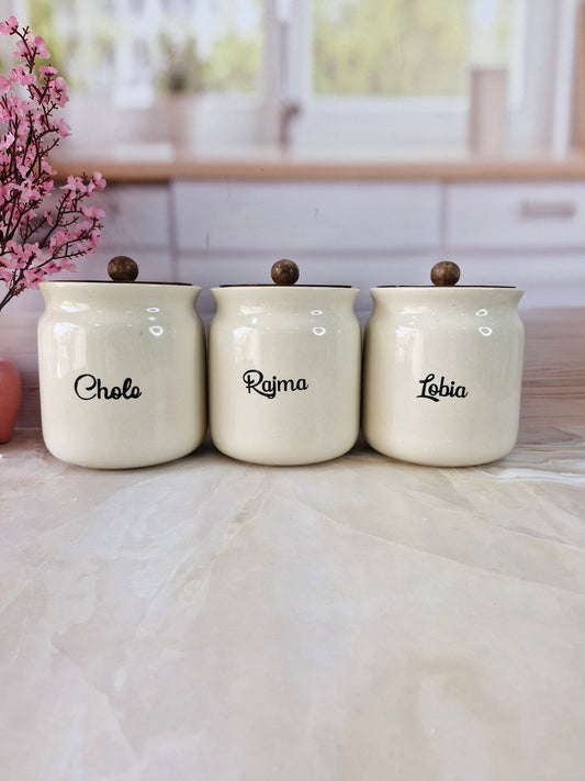 Pulses and lentil Storage Airtight Matka Solid Ceramic Canisters (1.2kg)