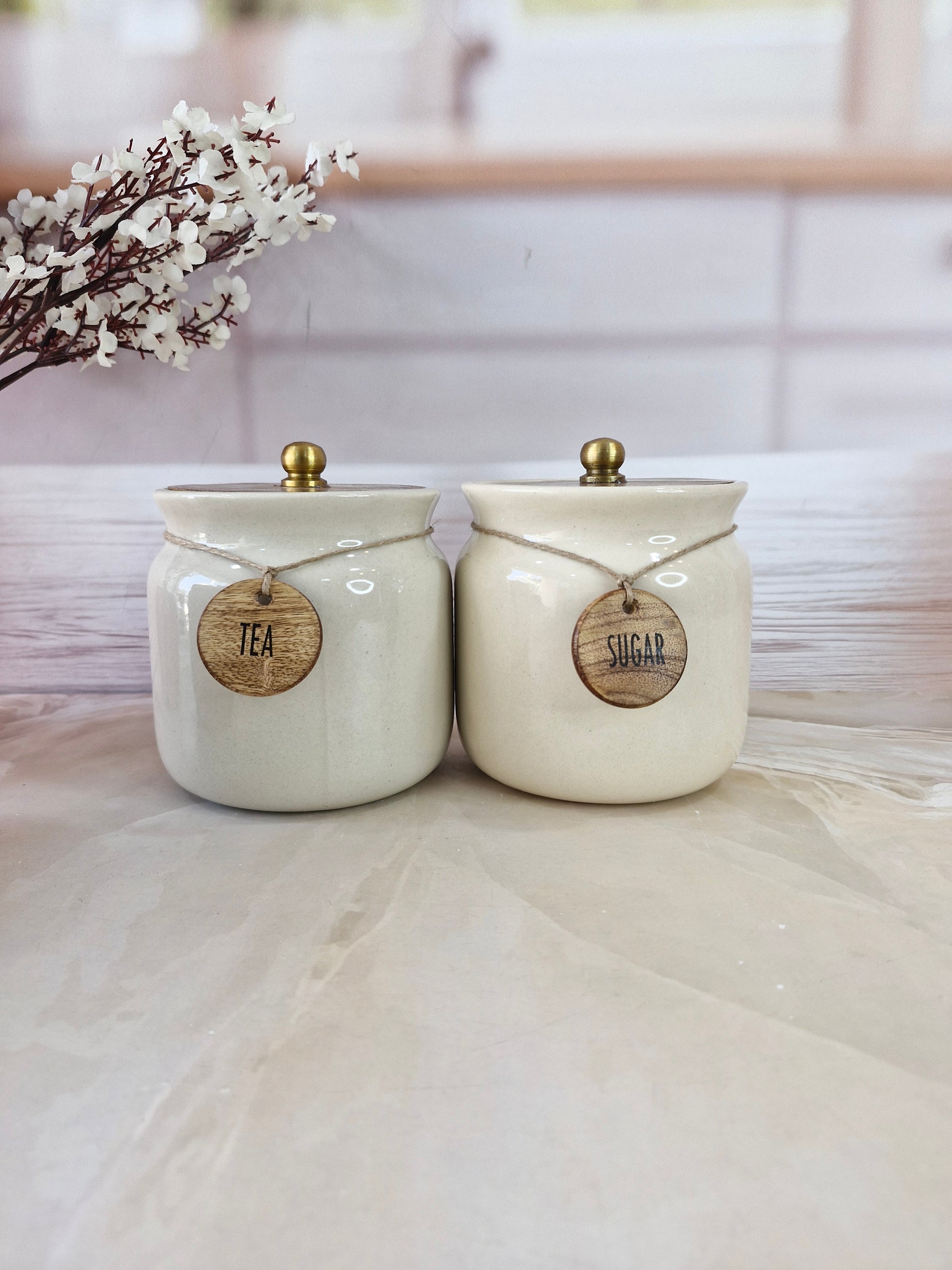 Ivory Sweet Home Airtight Matka Solid Ceremic Tea,coffee, and