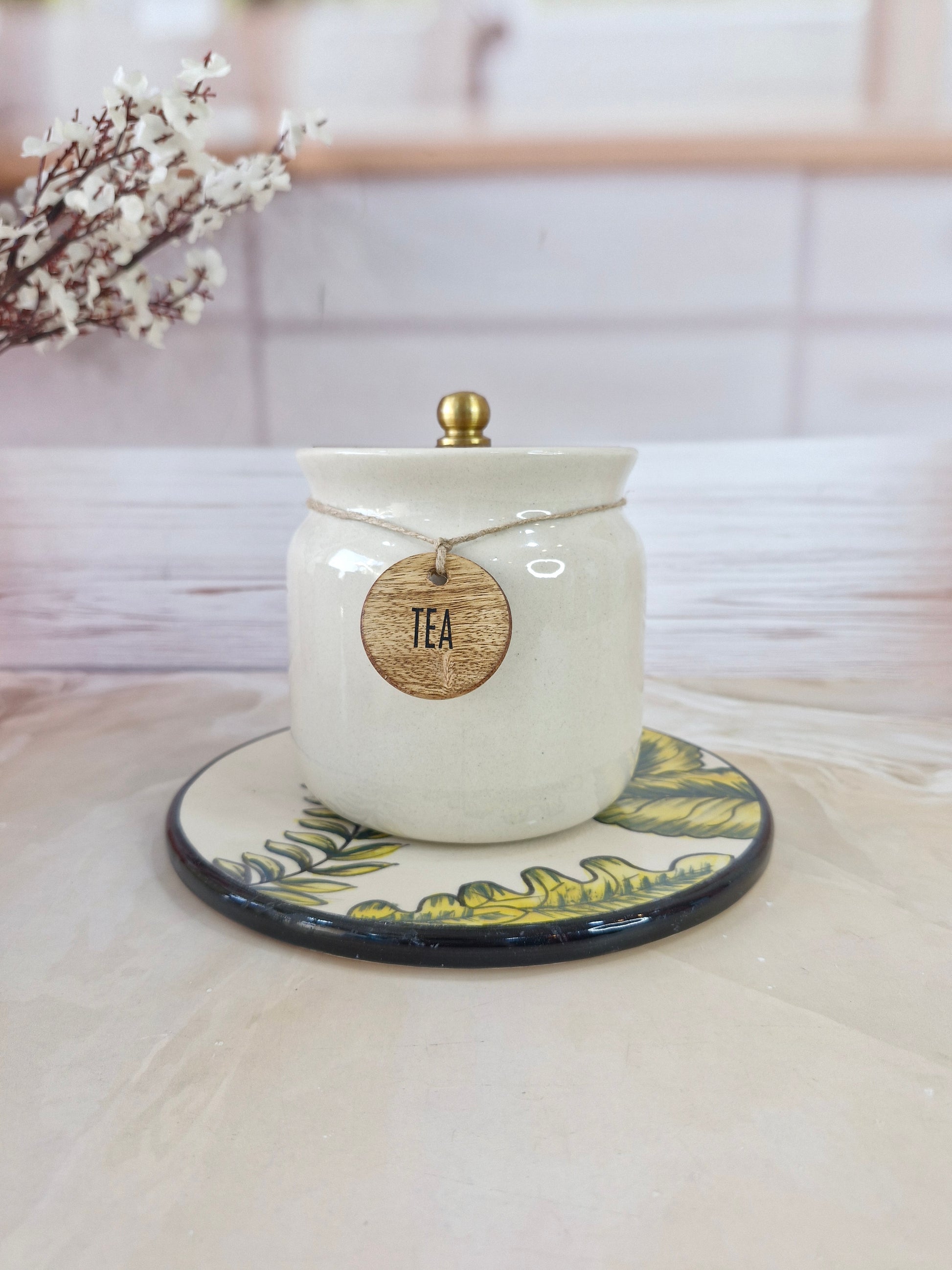 Ceramic Canister Marble Tea And Coffee Canisters Ivory Sweet