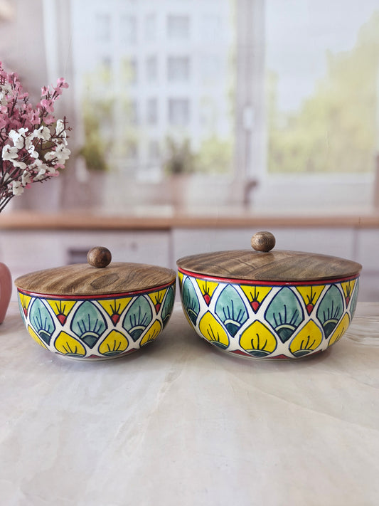 Sunburst Beauty Handpainted Ceramic Bowl Serving and Storing