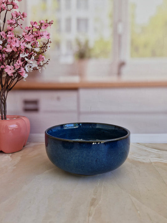 Rustic Blue Ceramic Serving Dinning Bowls