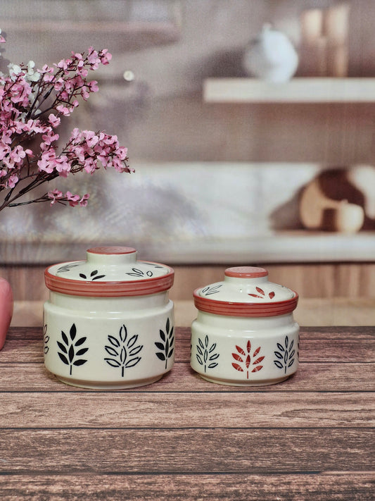 The Harvest Leaf Print Storage Canister Set of 1kg and (1/2 kg)