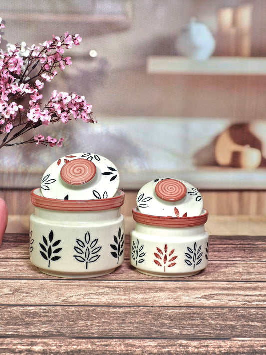 The Harvest Leaf Print Storage Canister Set of 1kg and (1/2 kg)