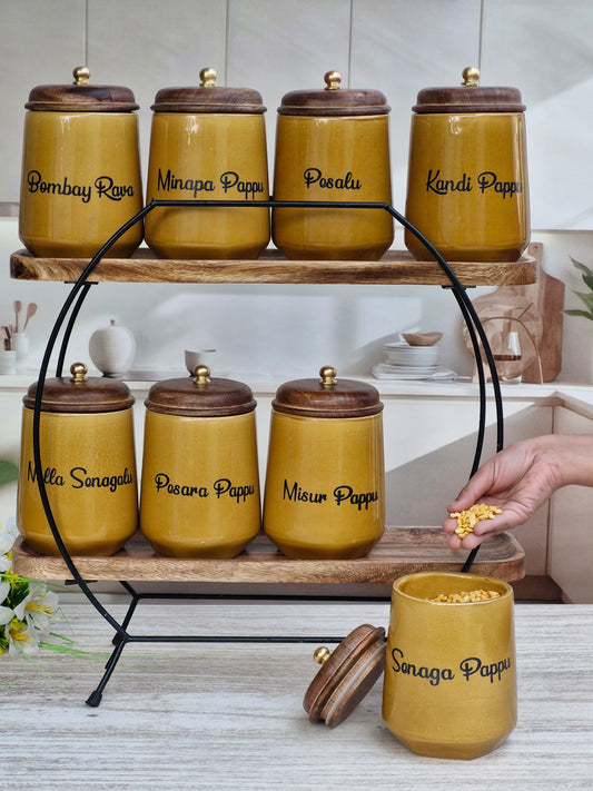 Flavorful Kitchen Companions Dal Delight Airtight Ceramic Container - TELUGU