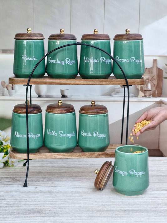 The Evergreen Pantry Dal & Pulse Airtight Ceramic Container  - TELUGU