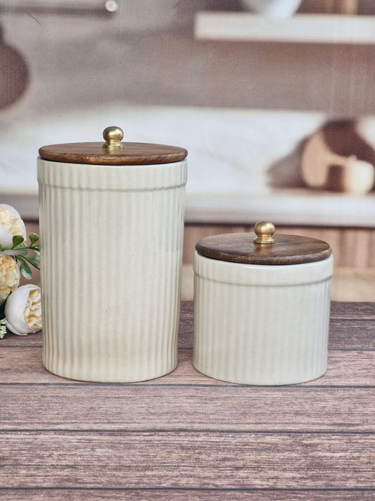 Morden Delight Ivory Kitchen Storage Ceramic Canister Jars Set