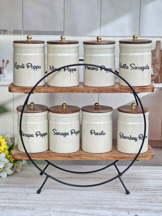 Global Flavor Fusion Dal Delight Airtight Ceramic Pipe Jar  - TELUGU