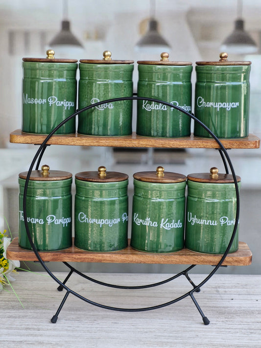 The Evergreen Pantry Dal & Pulse Airtight Ceramic Container Ring Pipe Jar  - Malayalam