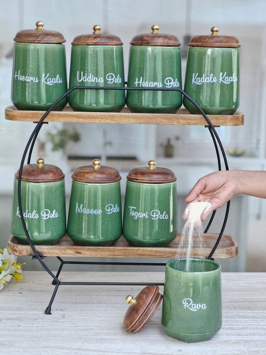 The Evergreen Pantry Dal & Pulse Airtight Ceramic (1kg) Container Jar - Kannada