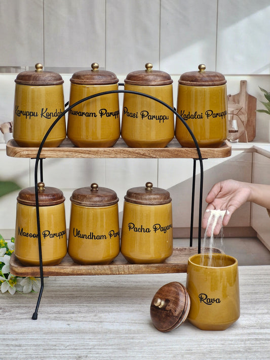 Flavorful Kitchen Companions Dal Delight Airtight Ceramic (1kg) Container - Tamil