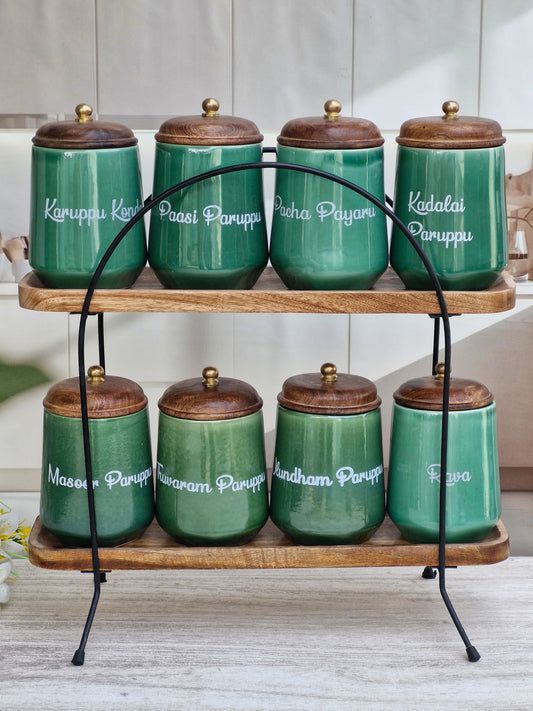 The Evergreen Pantry Paruppu Airtight Ceramic (1kg) Container Jar - Tamil