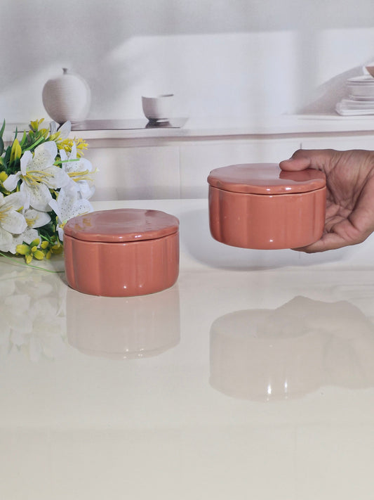 Hand holding ceramic snack bowl - size comparison