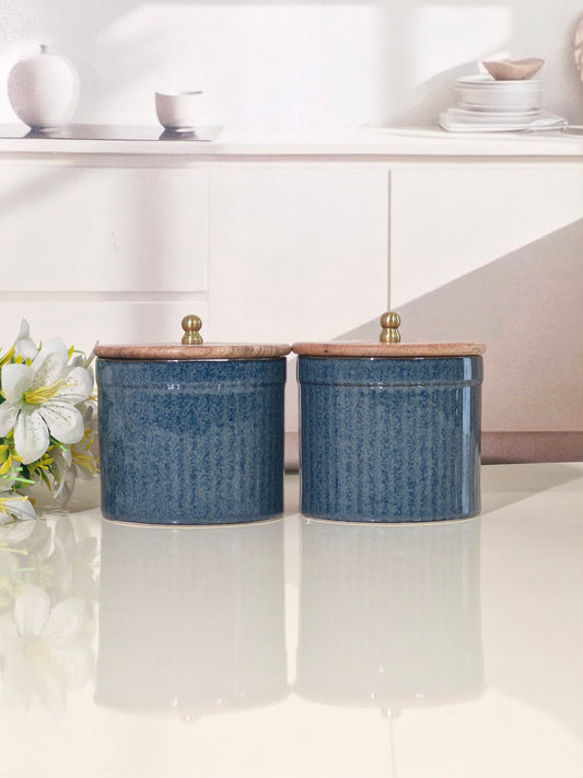 The Cottage Hearthside Ceramic Ring Pipe Jar in Deep Ocean