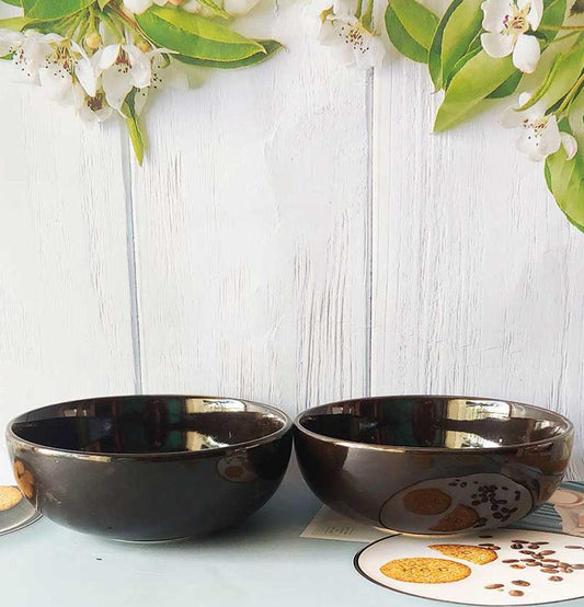 Ceremic Black Round Solid Large Bowls : Grey Pottery