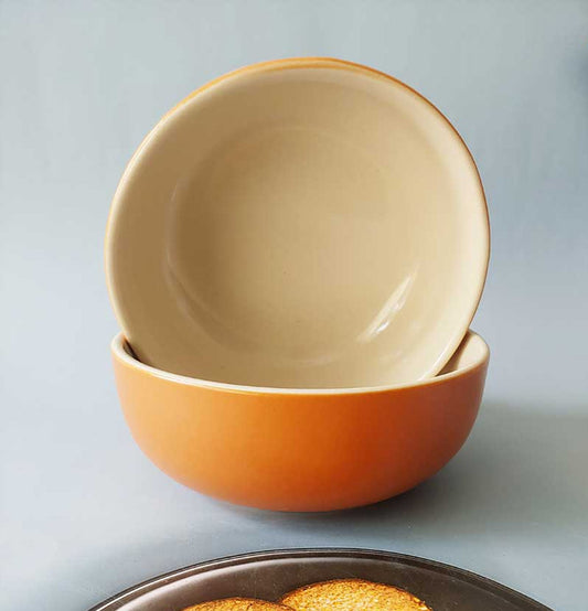 Ceremic Brown Round Solid Medium Bowls : Grey Pottery