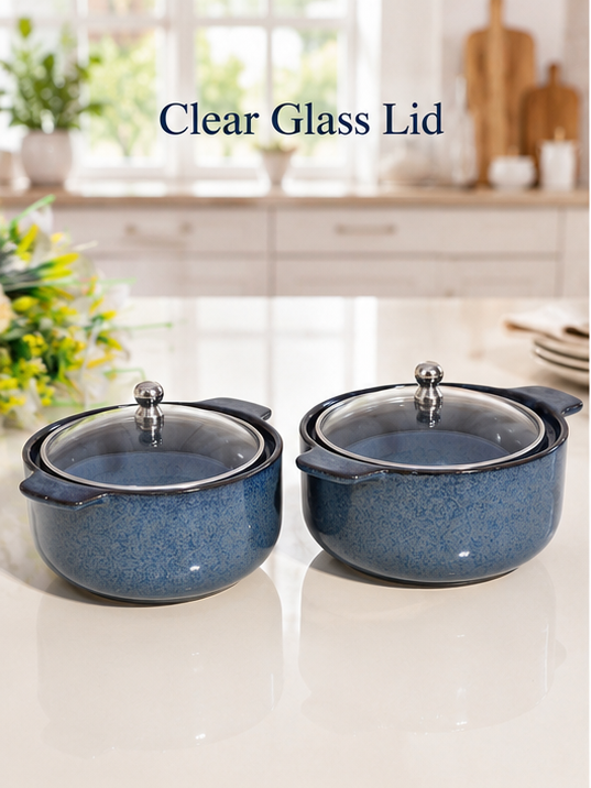 Blush Pink Ceramic Serving Bowls with Clear Glass Lids