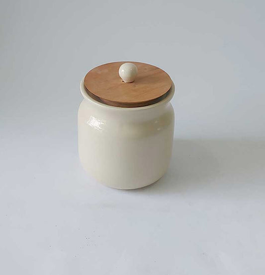 Ceremic cream Cylender Canisters With Lid