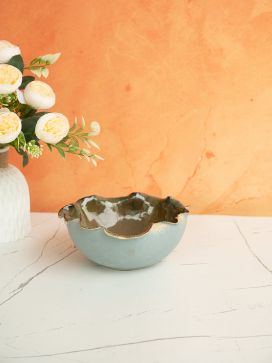 The Artisan’s Glacier Sky Stone Wave Ceramic Bowl