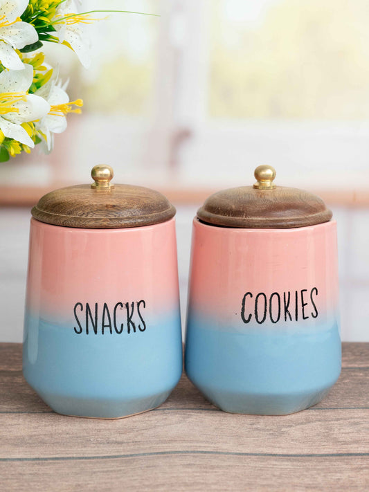 Blush & Blue Coastal Sunset Snack & Cookie Storage Jar Set