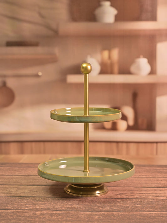 Green Glossy Shine 2 Tier Cupcake Fantasy Dessert cake stand