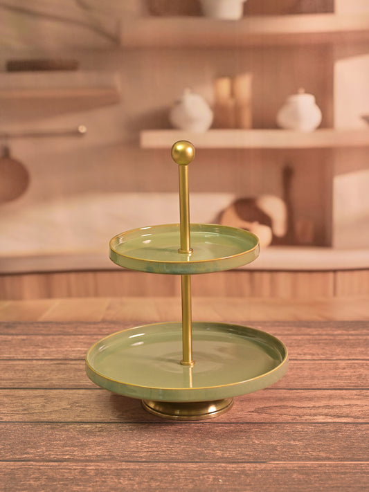 Green Glossy Shine 2 Tier Cupcake Fantasy Dessert cake stand