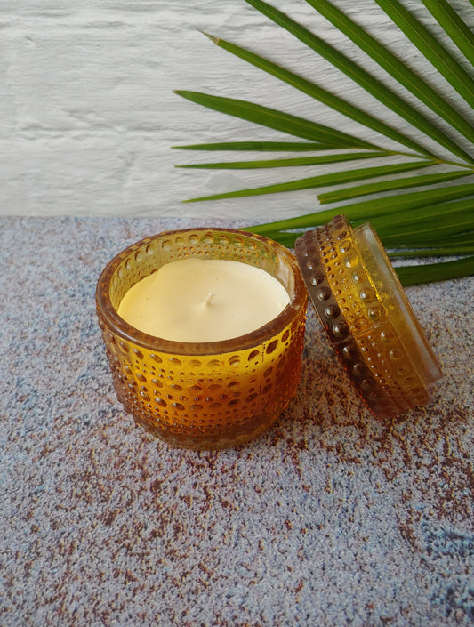 Golden Sandalwood Candle soy scented candle single with decorative Jar