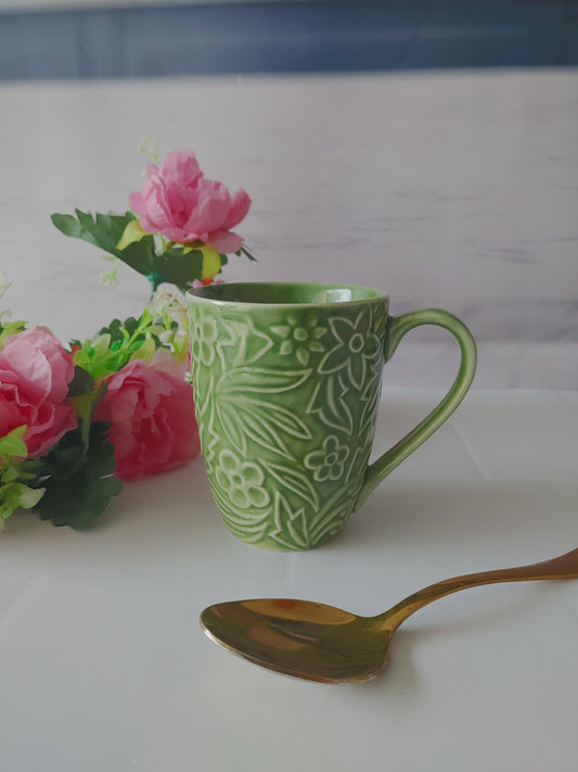 Forest Green Porcelain Morning Buddies Sunshine Mugs