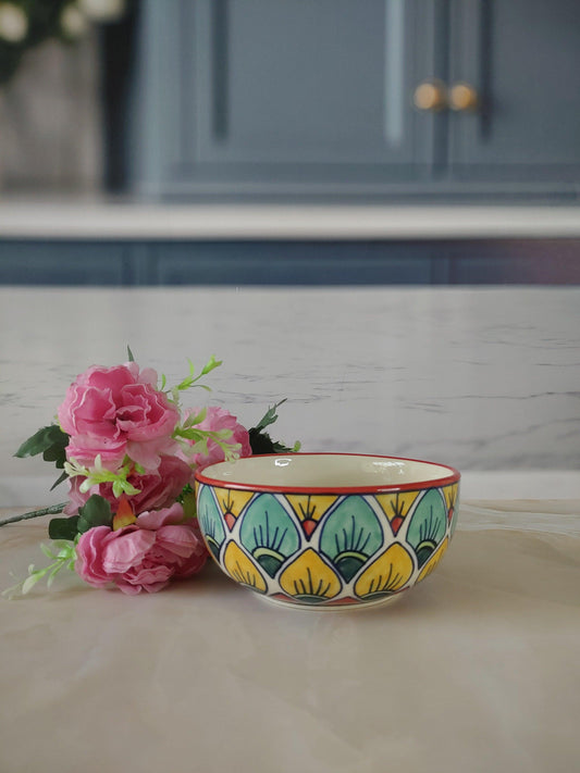 Sunburst Beauty Handpainted Ceramic Bowl Serving and Storing