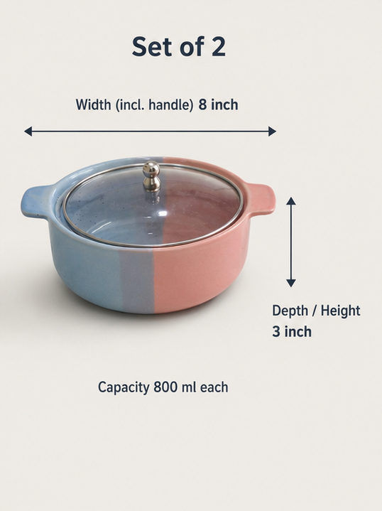 Blush & Blue 800ml Serving Bowl Set of 2 on marble surface