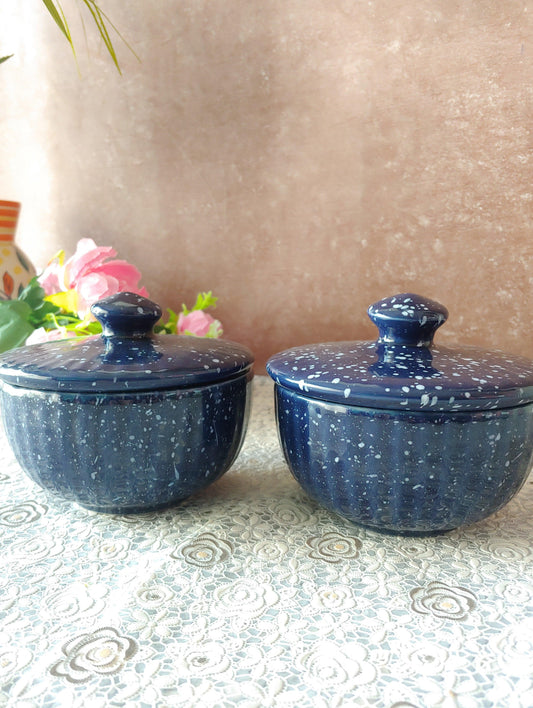 Blue Ceramic Decorative bowls with Lid