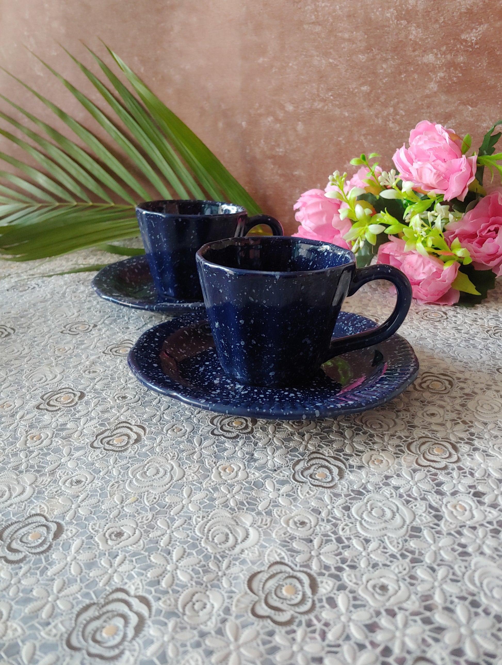 Morning Bloom Decorative Sauccer Cozy Cups With Pair