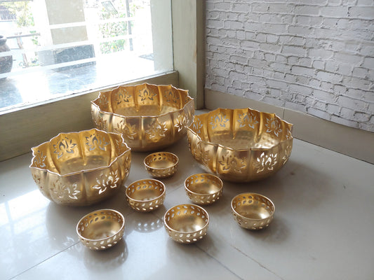 Handcrafted Brass Urli Bowl Set for Home Décor