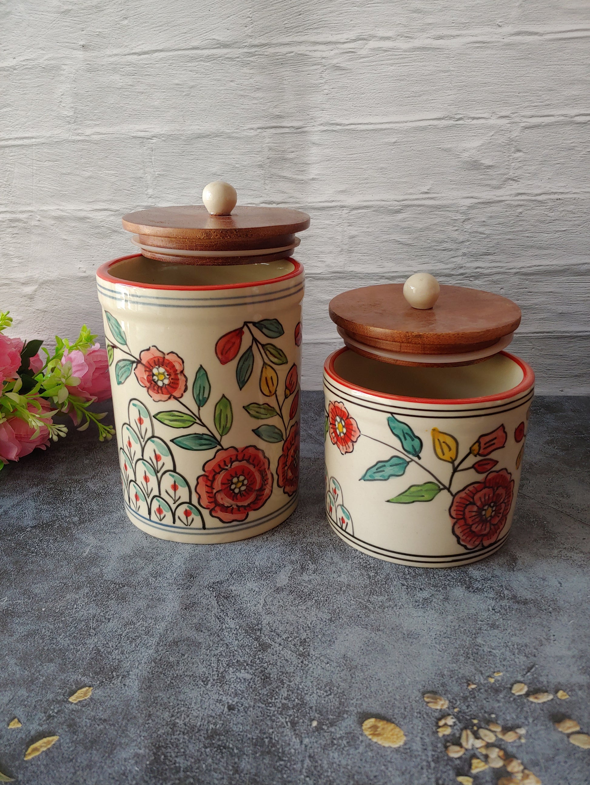 Handpainted  Ceramic Airtight Container jar set